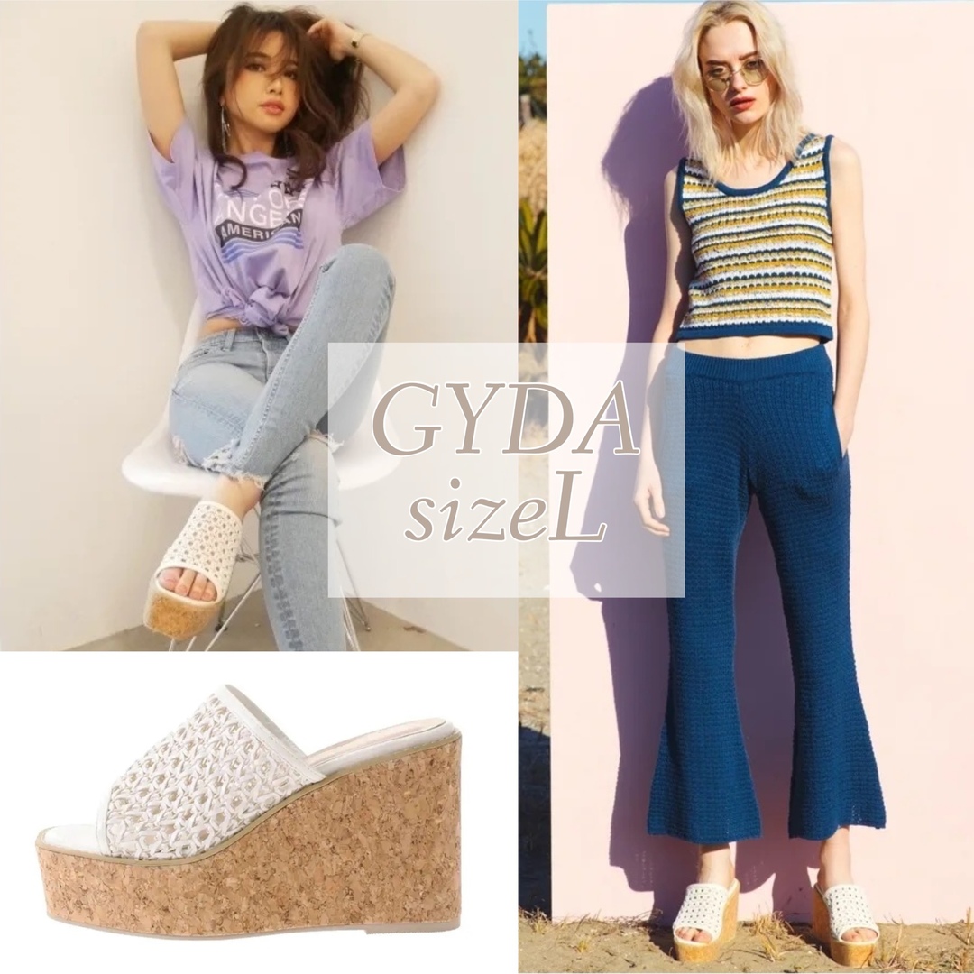 GYDA(ジェイダ)のメッシュコルクサンダル GYDA ジェイダ ヒール 白 厚底 サンダル レディースの靴/シューズ(サンダル)の商品写真