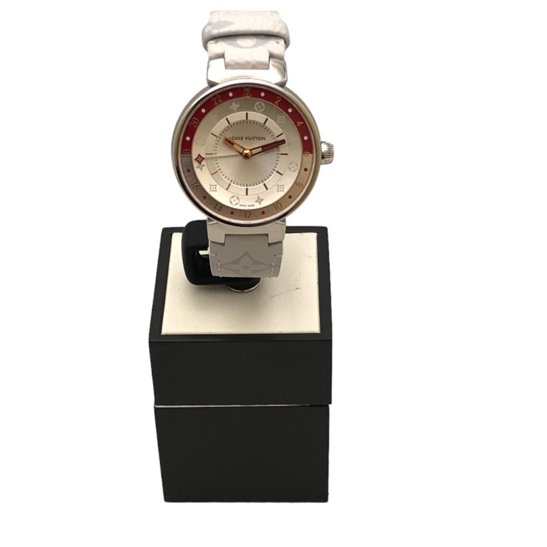 LOUIS VUITTON(ルイヴィトン)の　ルイ・ヴィトン LOUIS VUITTON タンブール ムーンデュアルタイムMM QA106Z シルバー SS×モノグラムキャンバス レディース 腕時計 レディースのファッション小物(腕時計)の商品写真