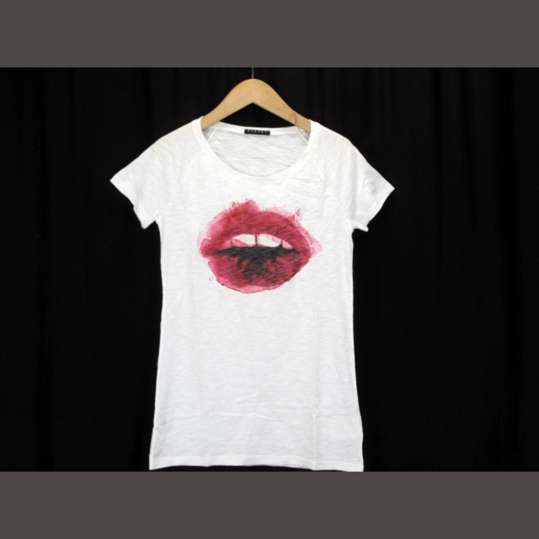 Sisley(シスレー)のシスレー SISLEY カットソー Tシャツ リップ プリント 半袖 XS 白  レディースのトップス(Tシャツ(半袖/袖なし))の商品写真