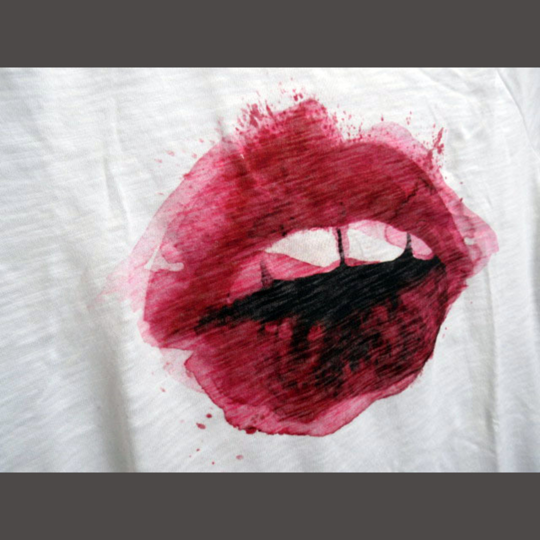 Sisley(シスレー)のシスレー SISLEY カットソー Tシャツ リップ プリント 半袖 XS 白  レディースのトップス(Tシャツ(半袖/袖なし))の商品写真