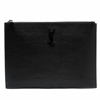 Saint Laurent - サンローラン SAINT LAURENT クラッチバッグ 型押しレザー ブラック レディース 送料無料【中古】 w0107a