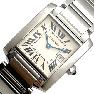 カルティエ(Cartier)の　カルティエ Cartier タンクフランセーズ MM ホワイト ステンレススチール レディース 腕時計(腕時計)