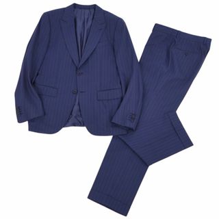 エルメネジルドゼニア(Ermenegildo Zegna)のエルメネジルドゼニア Ermenegildo Zegna セットアップ スーツ シングル ストライプ ウール ジャケット パンツ メンズ イタリア製 8-46C(S相当) ネイビー(セットアップ)