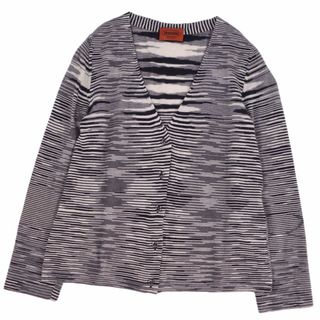 ミキハウス(mikihouse)の美品 ミッソーニ MISSONI カーディガン カシミヤ シルク 総柄 トップス レディース イタリア製 40(M相当) ブラック/ホワイト(カーディガン)