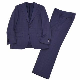 エルメネジルドゼニア(Ermenegildo Zegna)のエルメネジルドゼニア Ermenegildo Zegna セットアップ シングル スーツ チェック シルク ウール アウター メンズ 46(S相当) ネイビー(セットアップ)