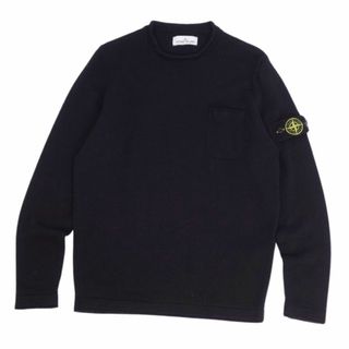 ストーンアイランド(STONE ISLAND)の美品 ストーンアイランド STONE ISLAND ニット セーター プルオーバー ロゴパッチ ウール トップス メンズ XL ブラック(ニット/セーター)