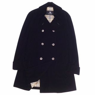 バーバリーブラックレーベル(BURBERRY BLACK LABEL)の美品 バーバリー ブラックレーベル BURBERRY BLACK LABEL コート トレンチコート 裏チェック ベロア アウター メンズ L ブラック(トレンチコート)