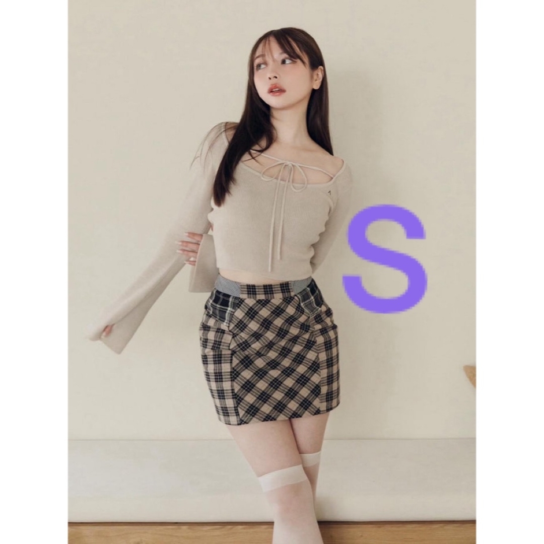 andmary Anna check skirt Beige S レディースのスカート(ミニスカート)の商品写真