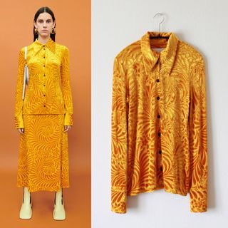 ジルサンダー(Jil Sander)のJIL SANDER／ジルサンダー／22FW／フローラルベロアブラウス(シャツ/ブラウス(長袖/七分))