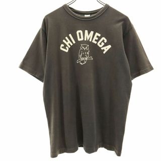 ウェアハウス 日本製 プリント 半袖 Tシャツ L ブラウン系 WAREHOUSE メンズ 古着 【240401】 メール便可