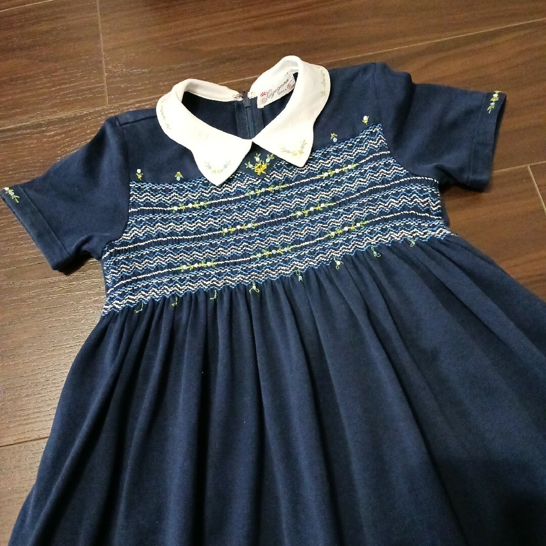 SAYEGUSA - 銀座サエグサ スモッキングワンピース 110cm 紺 子供 SAYEGUSA - 銀座サエグサ スモッキングワンピース 110cm 紺 子供