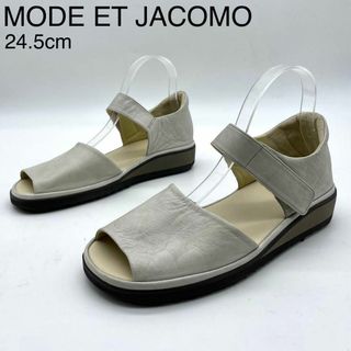 モードエジャコモ(Mode et Jacomo)の新品 モードエジャコモ サンダル レザー 面ファスナー グレー 日本製 24.5(サンダル)