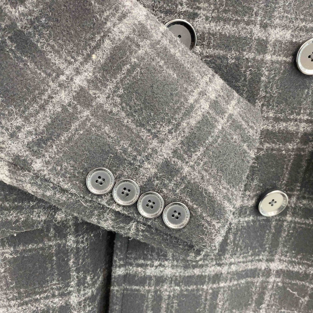 ヴィンテージ メンズ ピーコート ブラック チェック ロングコート レディースのジャケット/アウター(その他)の商品写真