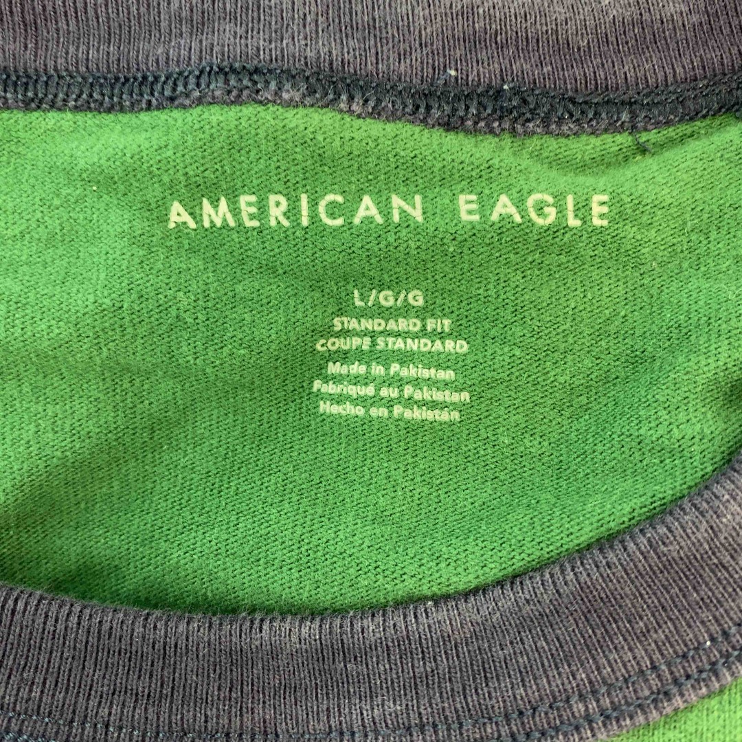 American Eagle(アメリカンイーグル)のAMERICAN EAGLE アメリカンイーグル メンズ スウェット ロゴ 配色 グリーン ネイビー メンズのトップス(スウェット)の商品写真