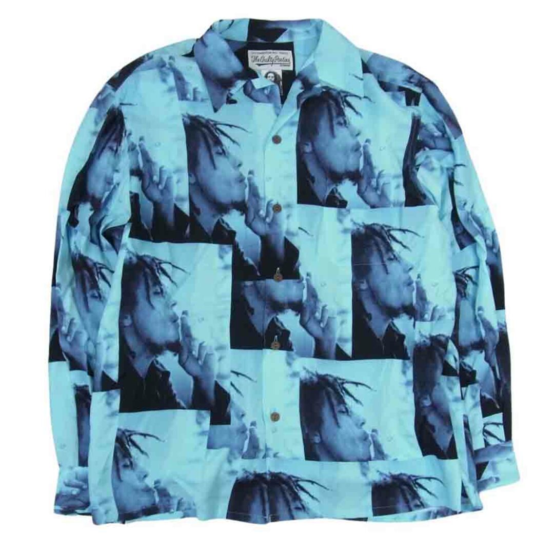 WACKO MARIA(ワコマリア)のWACKO MARIA ワコマリア 22AW BOBMARLEY-WM-HI05 × BOB MARLEY HAWAIIAN SHIRT ボブマーリー ハワイアン 長袖 シャツ ブルー系 M【美品】【中古】 メンズのトップス(シャツ)の商品写真