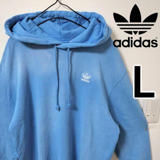 オリジナルス(Originals（adidas）)のadidas 青 エッセンシャルズ タイダイ柄 プルオーバーパーカー メンズＬ(パーカー)