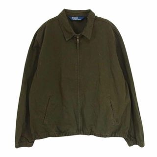 POLO RALPH LAUREN ポロ・ラルフローレン 90s チンストラップ コットン 裏地無 スイングトップ ジャケット カーキ系 XL【中古】