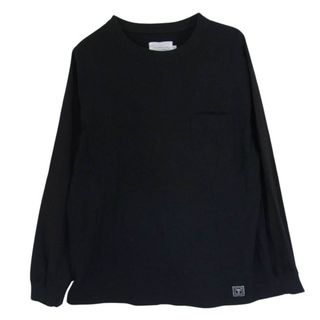 アーバンリサーチ(URBAN RESEARCH)のURBAN RESEARCH アーバンリサーチ × JACKALL ジャッカル 別注 袖異素材切替 ポケット付き クルーネック 長袖 Tシャツ カットソー ブラック系 L【中古】(シャツ)