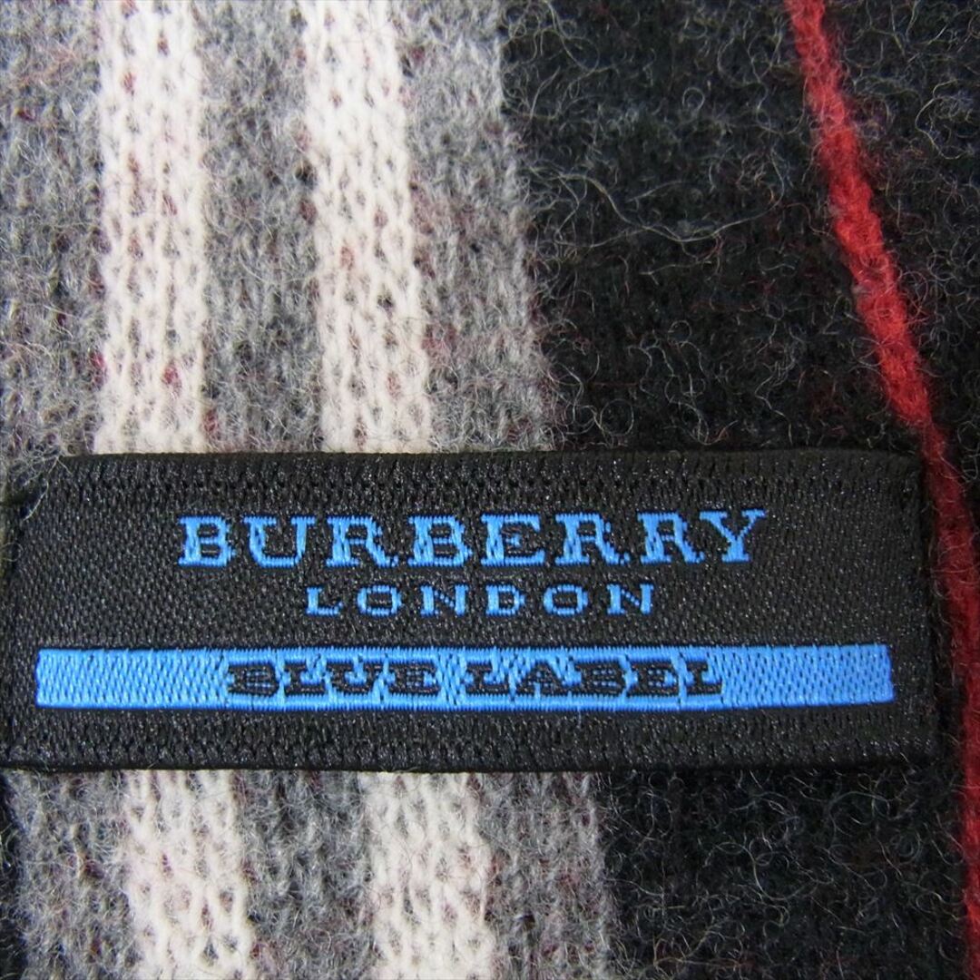 BURBERRY BLUE LABEL(バーバリーブルーレーベル)のBURBERRY BLUE LABEL バーバリーブルーレーベル  ストライプ ウール マフラー ブラック系【中古】 レディースのファッション小物(マフラー/ショール)の商品写真