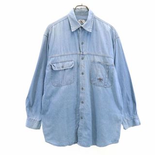 カルバンクライン(Calvin Klein)のカルバンクライン 90s オールド 長袖 デニムシャツ L Calvin Klein メンズ 古着 【240401】(シャツ)