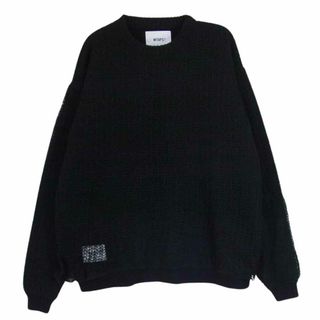 ダブルタップス(W)taps)のWTAPS ダブルタップス 23AW 232MADT-KNM02  OBSVR SWEATER クロスボーン レイヤード クルーネック ニット セーター ブラック系 X 02【極上美品】【中古】(ニット/セーター)