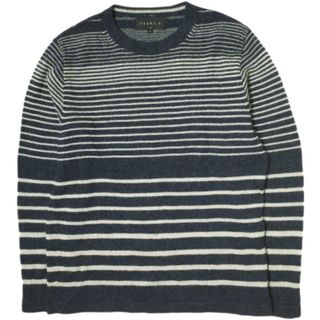 tsuki.s ツキドットエス 日本製 ランダムボーダーカシミヤクルーネックニット UK6014 M NAVY セーター プルオーバー トップス【中古】【tsuki.s】(ニット/セーター)