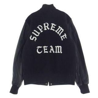 シュプリーム(Supreme)のSupreme シュプリーム スタジャン 15AW Wool Varsity Crew Ceam Jacket ウール ヴァーシティ クルー チーム ジャケット 袖レザー　スタジャン ブラック系 S【中古】(その他)