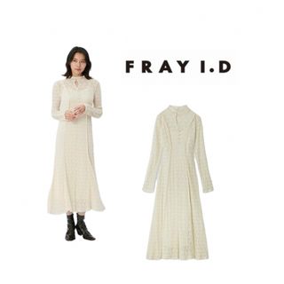 フレイアイディー(FRAY I.D)の【新品】FRAY I.D✴︎ フロッキーシュリンクレースワンピース (ロングワンピース/マキシワンピース)