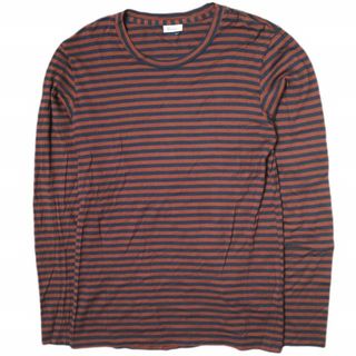 シーサー(Shiesser)のSchiesser シーサー ボーダークルーネックロングスリーブカットソー 6/L ブラウン/ネイビー 長袖 Tシャツ トップス【中古】【Schiesser】(Tシャツ/カットソー(七分/長袖))