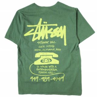 ステューシー(STUSSY)のSTUSSY ステューシー 23AW OLD PHONE TEE PIGMENT DYED オールドフォン Tシャツ ピグメントダイ S Forest 半袖 トップス【中古】【STUSSY】(Tシャツ/カットソー(半袖/袖なし))