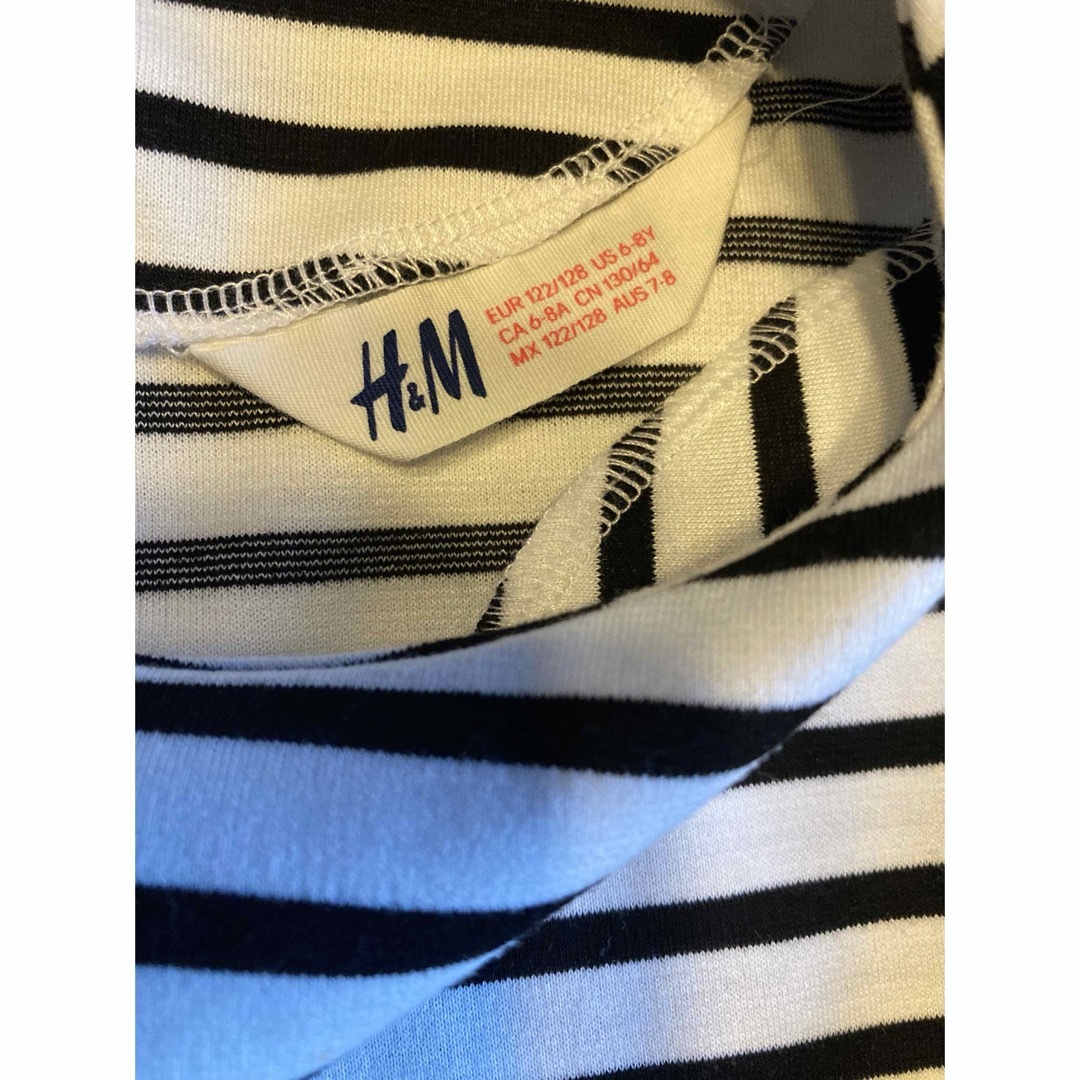 H&M(エイチアンドエム)の美品　H&M 長袖ワンピース　ボーダー　カットソーニット キッズ/ベビー/マタニティのキッズ服女の子用(90cm~)(ワンピース)の商品写真