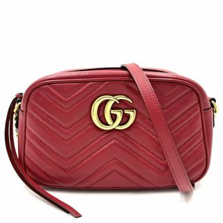 グッチ(Gucci)の【在庫一掃】GUCCI グッチ ショルダーバッグ GGマーモント キルティング チェーンショルダー 肩掛け 斜め掛け 小さめ 鞄 かばん 447632 レザー    レッド 赤 アンティークゴールド金具 レディース【中古品】(ショルダーバッグ)