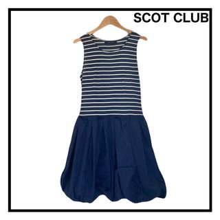 スコットクラブ(SCOT CLUB)のスコットクラブ　異素材ドッキングひざ丈ワンピース　ノースリーブ　レディース(ひざ丈ワンピース)