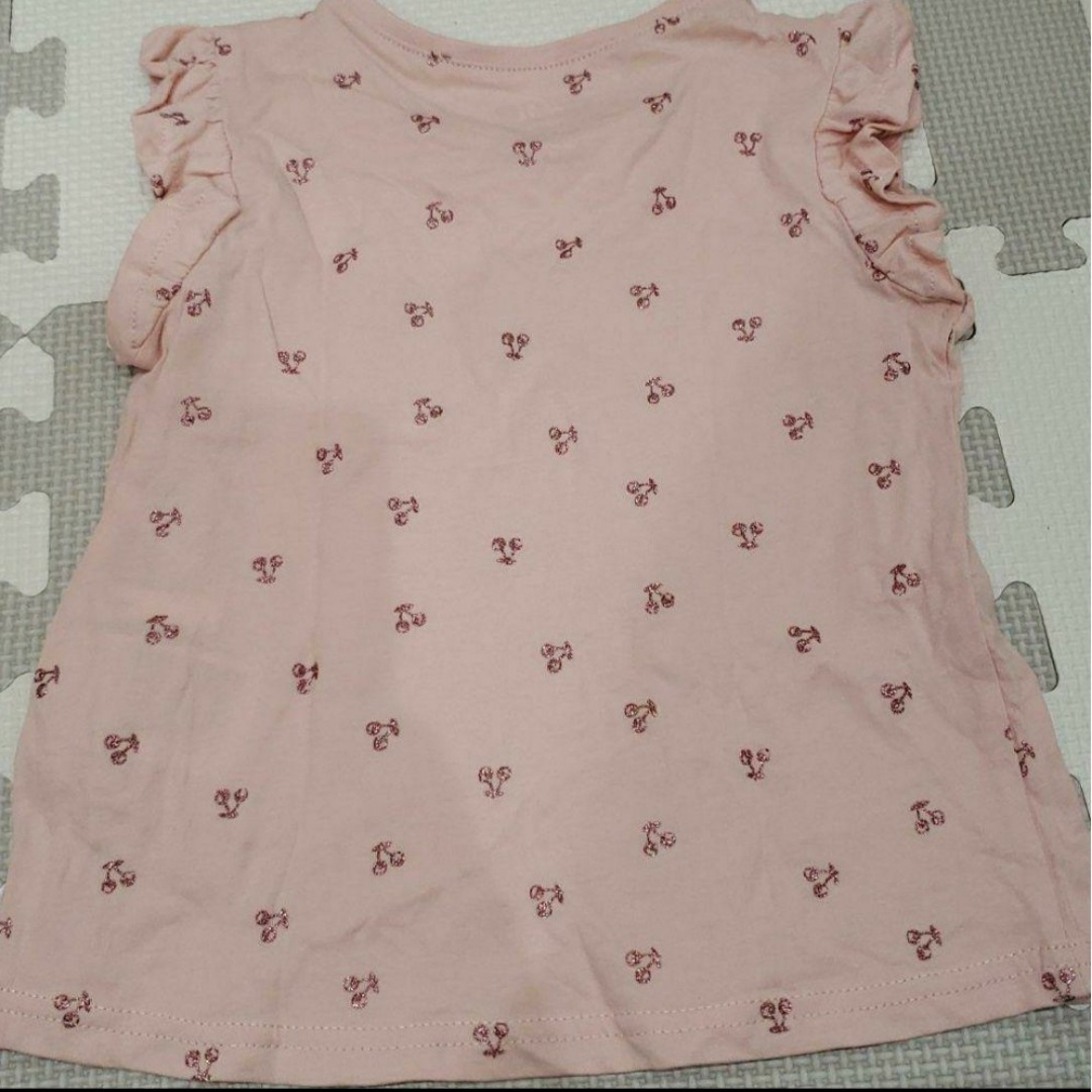 H&M(エイチアンドエム)のキッズ 100 Tシャツ H&M 綿100% チェリー ピンク ノースリーブ キッズ/ベビー/マタニティのキッズ服女の子用(90cm~)(Tシャツ/カットソー)の商品写真