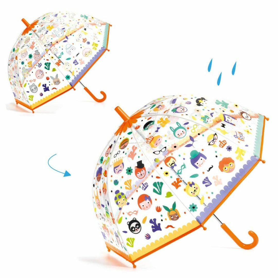 傘 子供 女の子 透明 カサ 小学生 ビニール傘 かわいい 色が変わる オレンジ キッズ/ベビー/マタニティのベビー服(~85cm)(その他)の商品写真