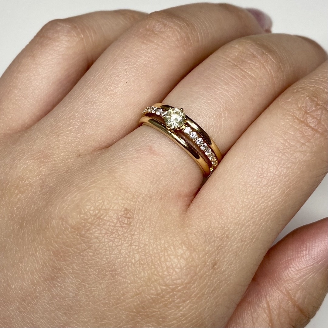 天然 ダイヤモンド 計0.435ct K18 ピンクゴールド SI2-Good レディースのアクセサリー(リング(指輪))の商品写真
