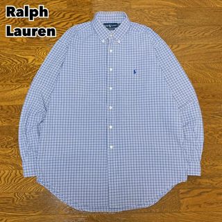 ラルフローレン(Ralph Lauren)の90s Ralph Lauren ラルフローレン チェックシャツ 刺繍ロゴ L(Tシャツ/カットソー(七分/長袖))