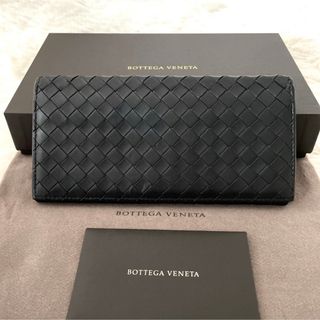 ボッテガヴェネタ(Bottega Veneta)のBOTTEGA ボッテガヴェネタ イントレチャート 二つ折り長財布 ブラック 黒(折り財布)