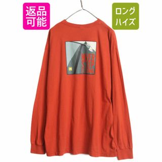 ザノースフェイス(THE NORTH FACE)のノースフェイス 両面 プリント 長袖 Tシャツ メンズ XL / The North Face アウトドア ロンT グラフィック イラスト クルーネック オレンジ(Tシャツ/カットソー(七分/長袖))