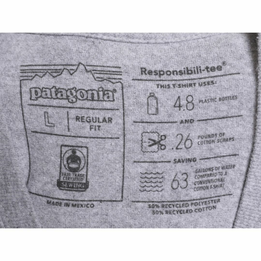 patagonia(パタゴニア)の18年製 パタゴニア プリント 半袖 Tシャツ メンズ L Patagonia アウトドア ロゴT リブ シンプリー ワインディング レスポンシビリティー 灰 メンズのトップス(Tシャツ/カットソー(半袖/袖なし))の商品写真