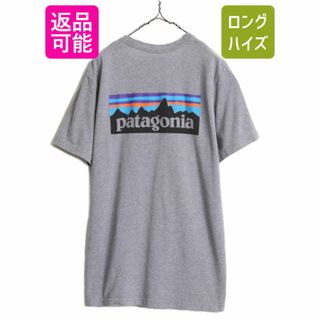 パタゴニア(patagonia)のパタゴニア 両面 プリント 半袖 Tシャツ メンズ L / 古着 Patagonia アウトドア フィッツロイ P6 ボックスロゴ バックプリント グレー 灰(Tシャツ/カットソー(半袖/袖なし))