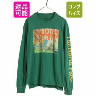 ザノースフェイス(THE NORTH FACE)のUS企画 ノースフェイス グラフィック プリント 長袖 Tシャツ メンズ S / 古着 The North Face アウトドア ロンT ロングスリーブ 袖プリント(Tシャツ/カットソー(七分/長袖))