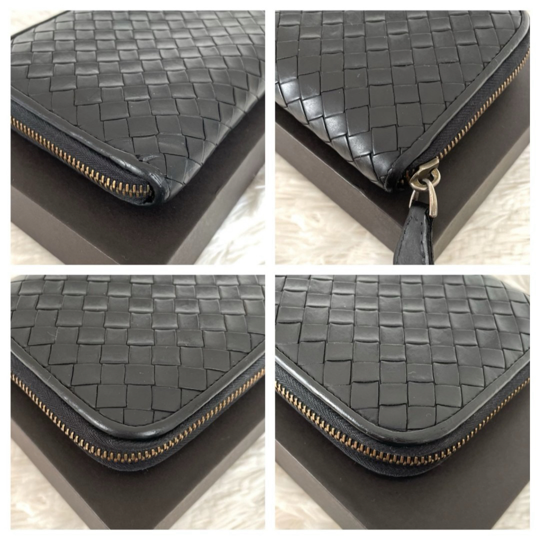 Bottega Veneta(ボッテガヴェネタ)の美品★ボッテガヴェネタ イントレチャート 長財布 ラウンドウォレット ブラック メンズのファッション小物(長財布)の商品写真