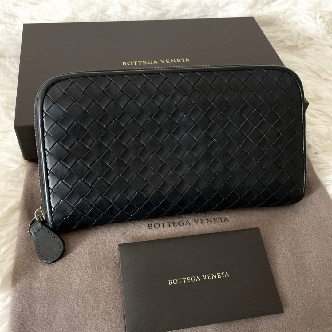 Bottega Veneta(ボッテガヴェネタ)の美品★ボッテガヴェネタ イントレチャート 長財布 ラウンドウォレット ブラック メンズのファッション小物(長財布)の商品写真