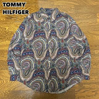 トミーヒルフィガー(TOMMY HILFIGER)のTOMMY HILFIGER トミーヒルフィガー 総柄シャツ ペイズリー柄 L(Tシャツ/カットソー(七分/長袖))