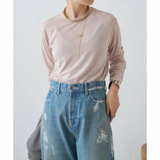 パルグループアウトレット(PAL GROUP OUTLET)の【ベージュ】【Omekashi】シャイニーロングTシャツ(カットソー(長袖/七分))