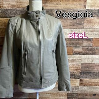 Vesgioia ラムレザー　シングルライダース　グレー　サイズL(ライダースジャケット)