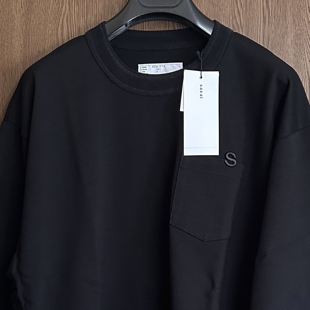 sacai(サカイ)の黒3新品 sacai サカイ メンズ S ロゴ ロング Tシャツ 長袖 ブラック メンズのトップス(スウェット)の商品写真