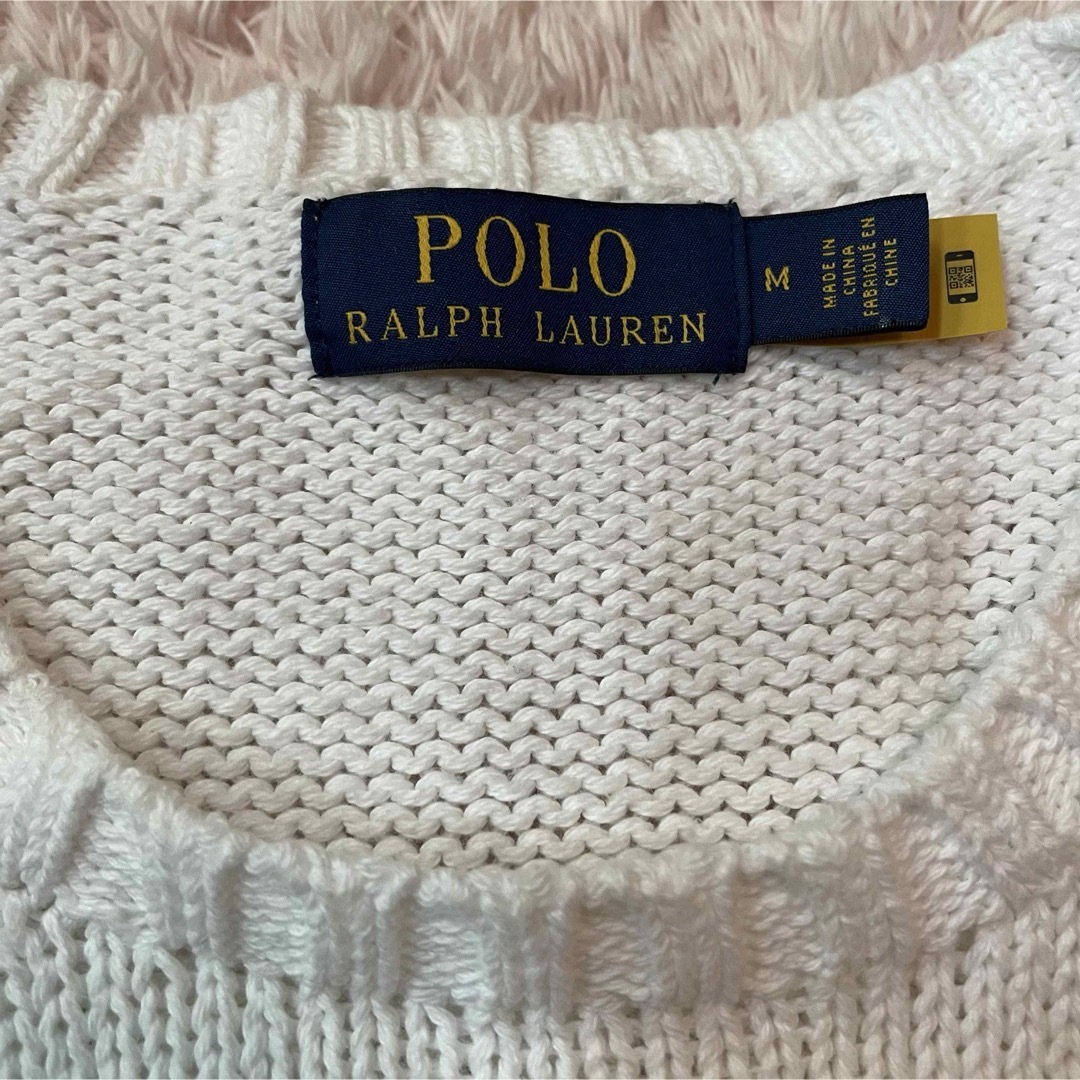 POLO RALPH LAUREN(ポロラルフローレン)の刺繍ロゴ　POLO RALPH LAUREN コットンセーター　メンズM レディースのトップス(ニット/セーター)の商品写真