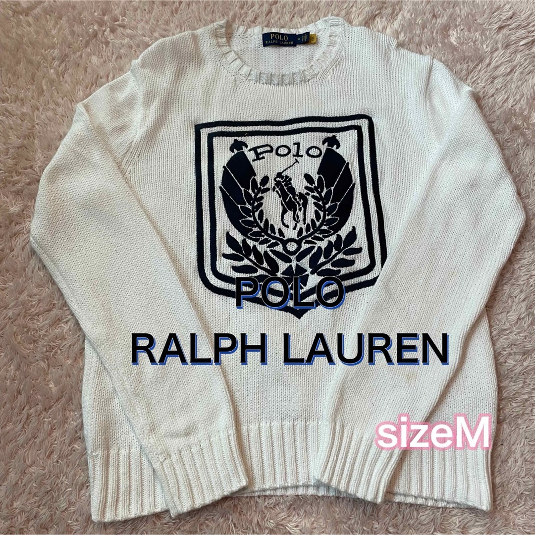 POLO RALPH LAUREN(ポロラルフローレン)の刺繍ロゴ　POLO RALPH LAUREN コットンセーター　メンズM レディースのトップス(ニット/セーター)の商品写真
